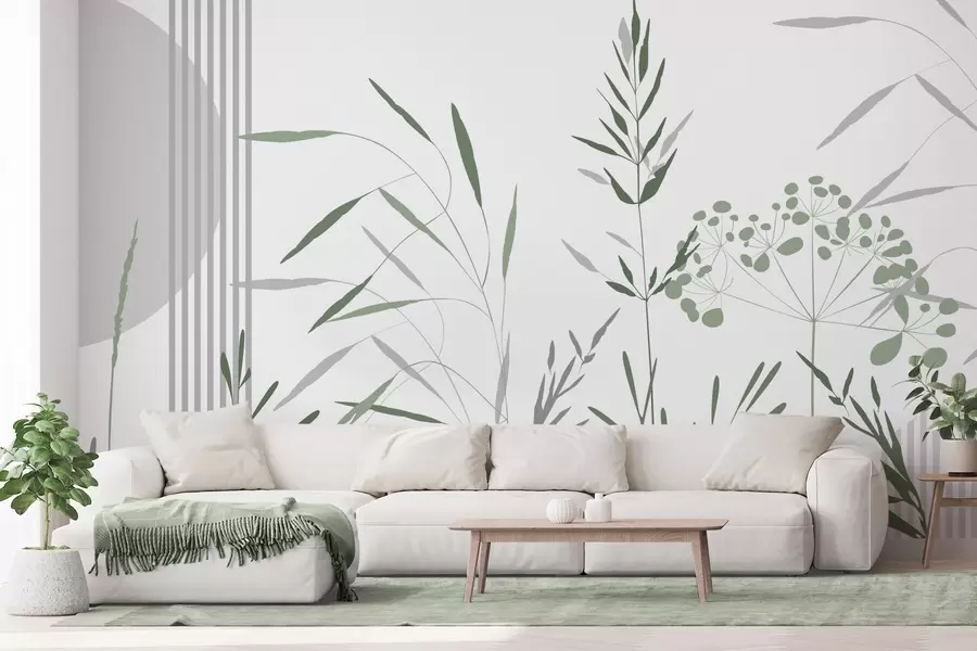 Fototapete Abstrakte Silhouetten von Vegetation w05375