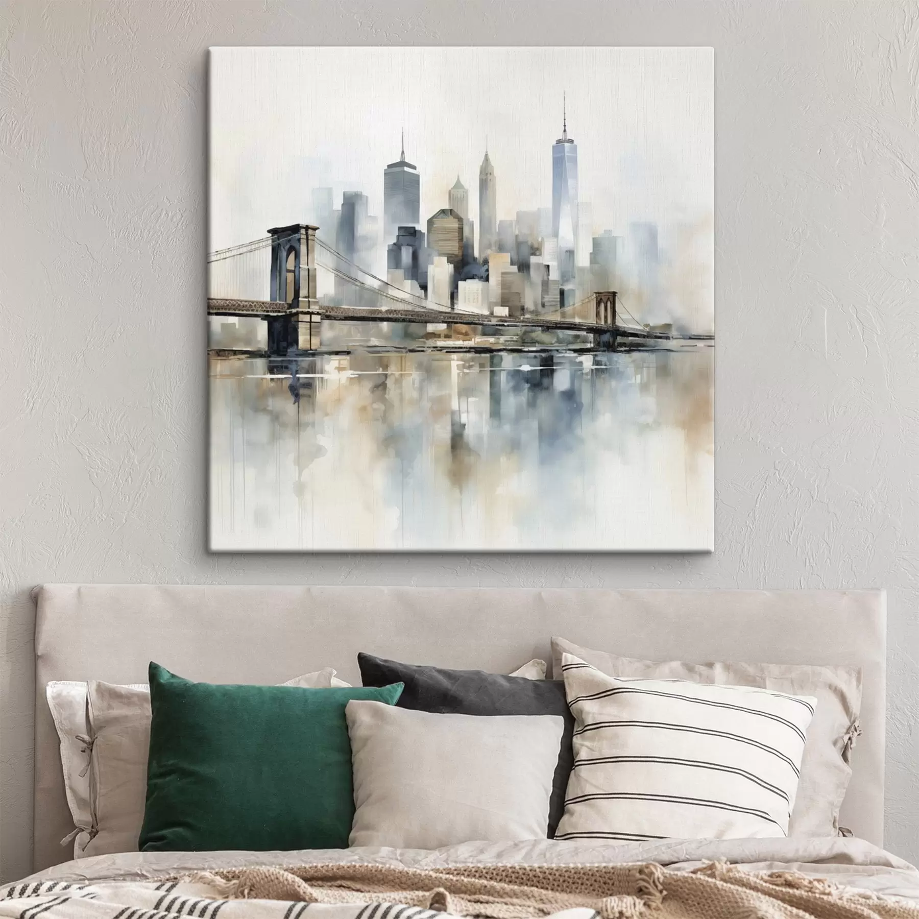 Fototapete Abstrakte Stadt-Skyline im Aquarellstil s48405