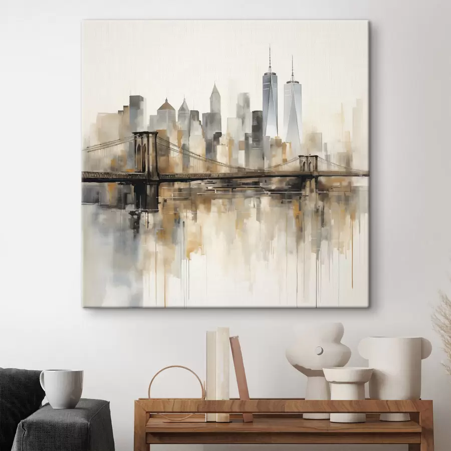 Fototapete Abstrakte Stadt-Skyline im Aquarellstil s48406