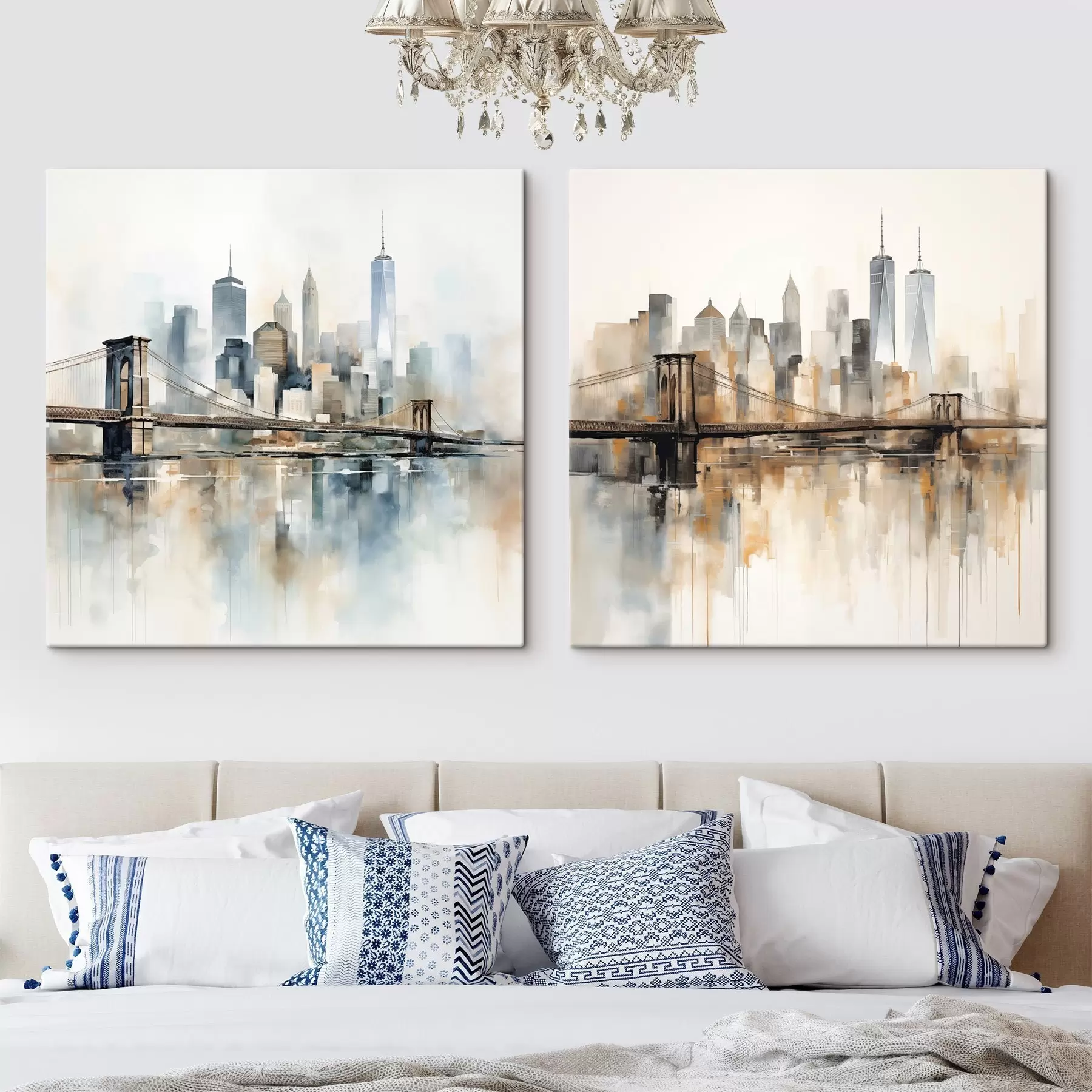 Fototapete Abstrakte Stadt-Skyline im Aquarellstil m30207