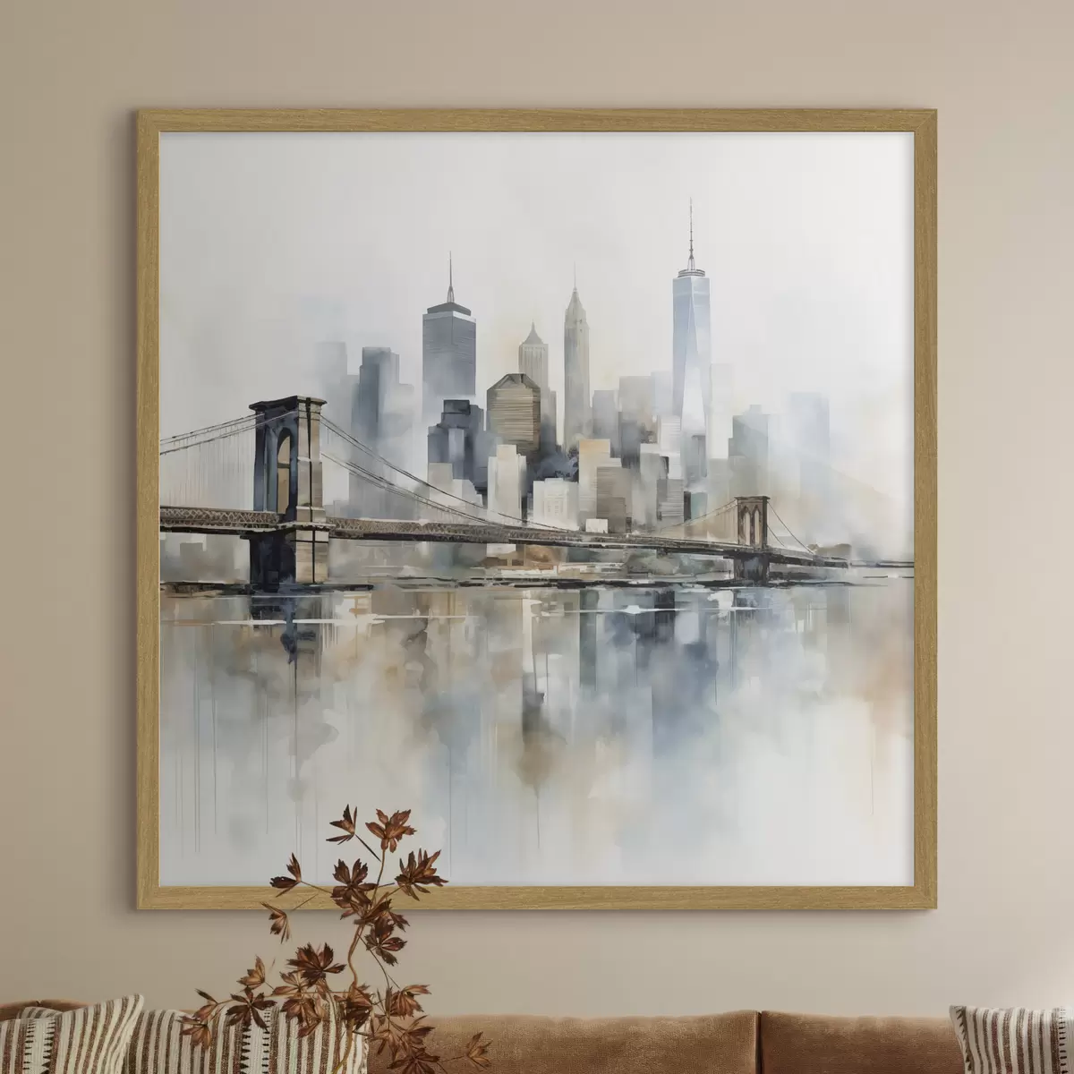 Poster Abstrakte Stadt-Skyline im Aquarellstil f48405