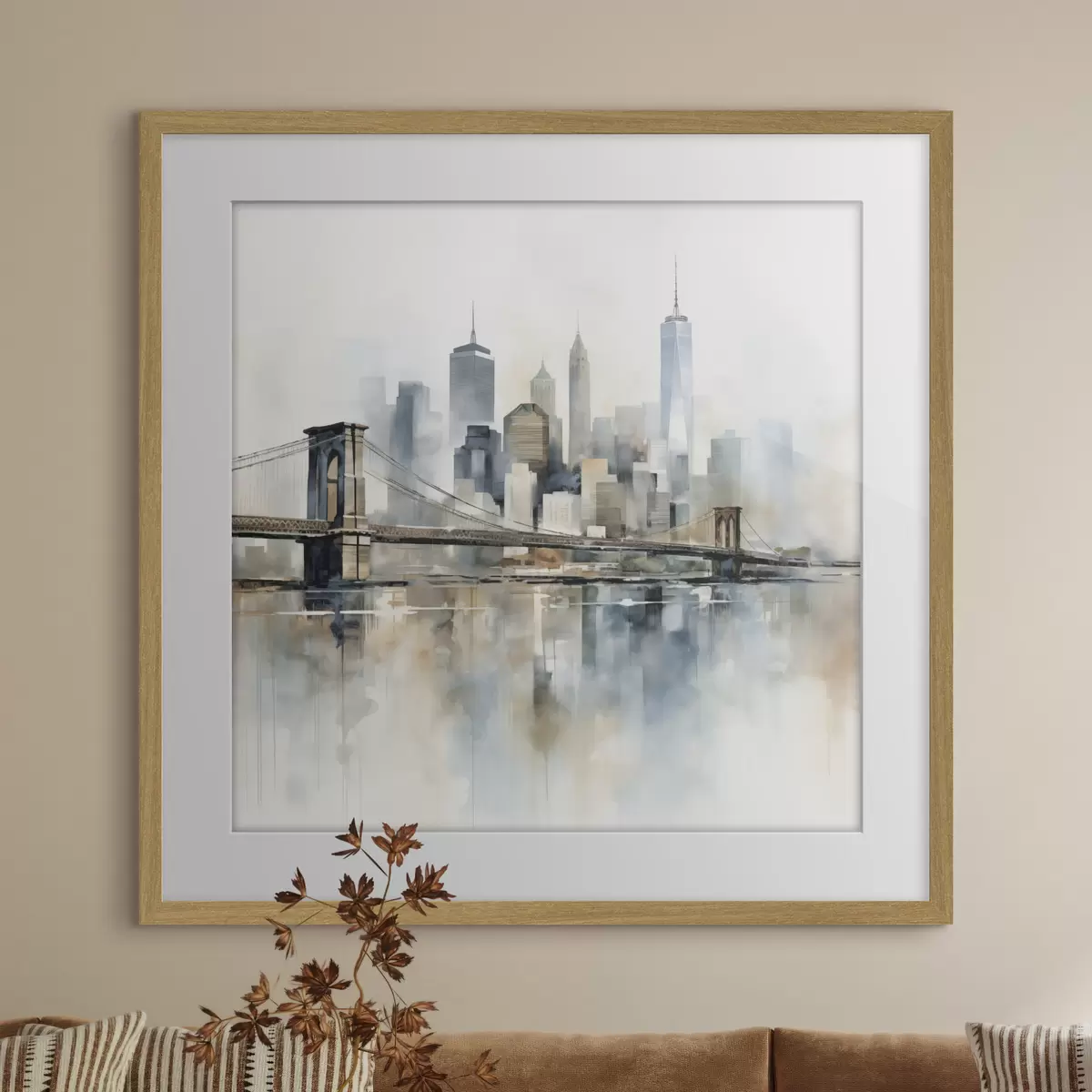 Poster Abstrakte Stadt-Skyline im Aquarellstil f48405