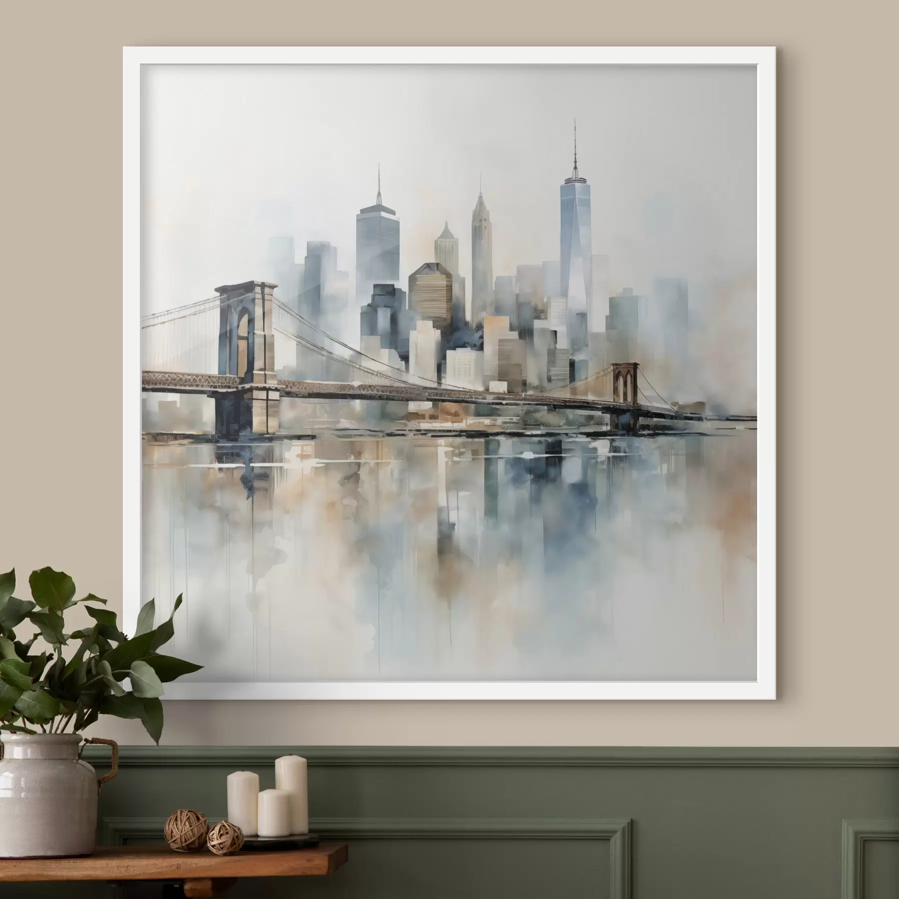 Fototapete Abstrakte Stadt-Skyline im Aquarellstil f48405