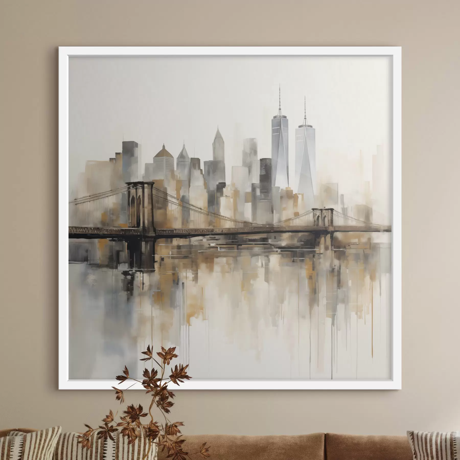 Fototapete Abstrakte Stadt-Skyline im Aquarellstil f48406