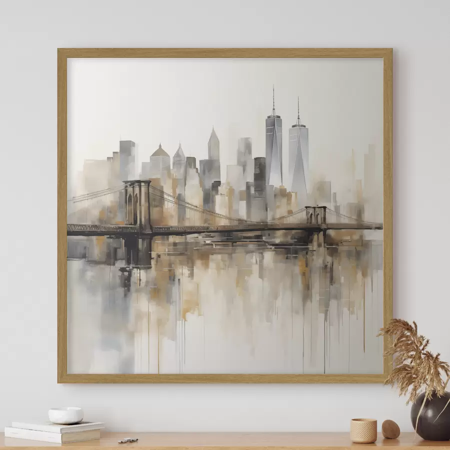 Fototapete Abstrakte Stadt-Skyline im Aquarellstil f48406