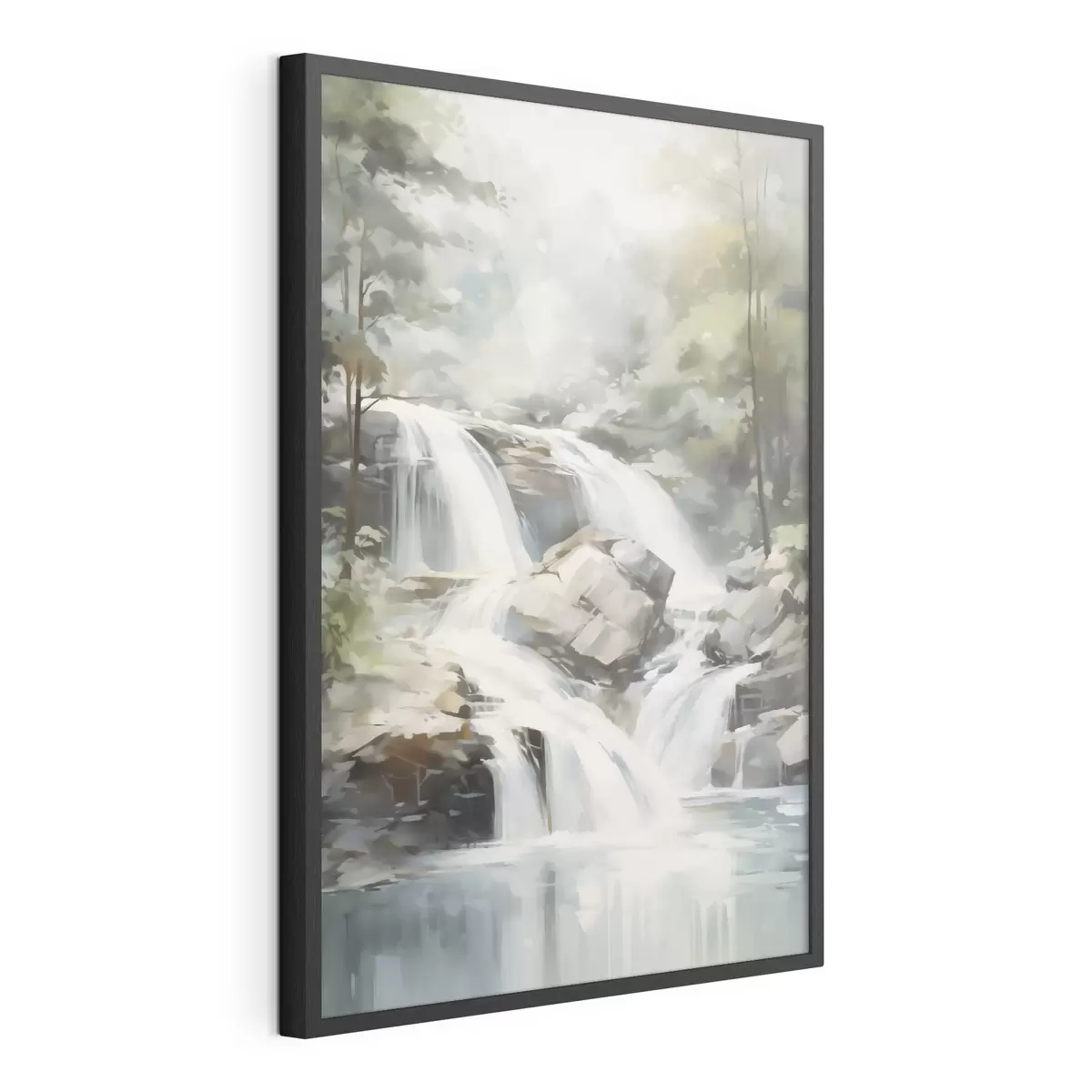 Poster Wasserfall im Wald – Nachahmung eines Gemäldes f48415