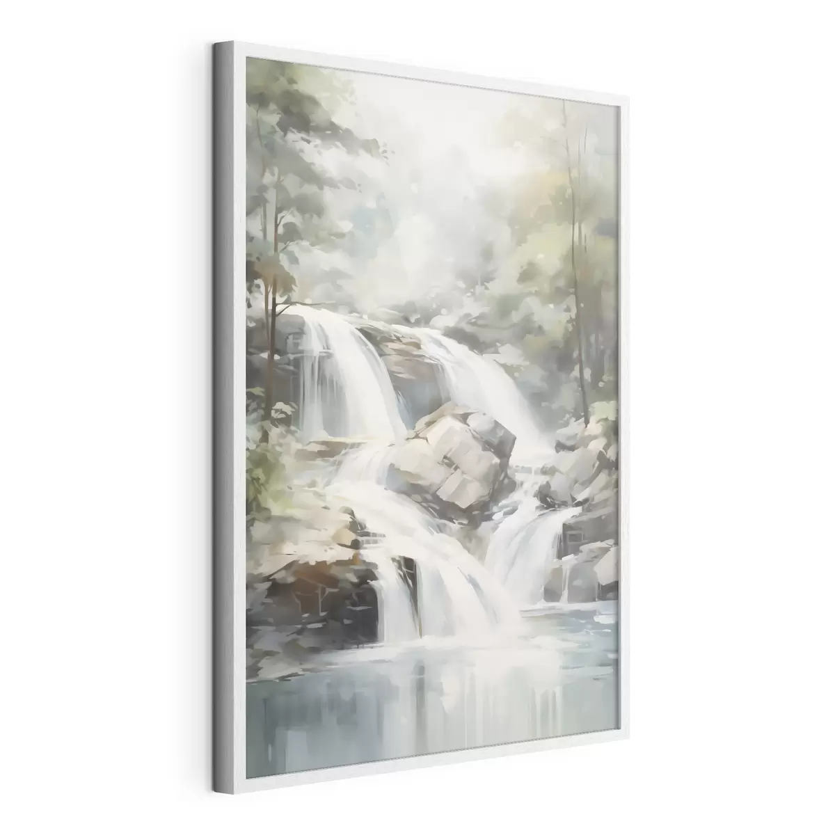 Poster Wasserfall im Wald – Nachahmung eines Gemäldes f48415