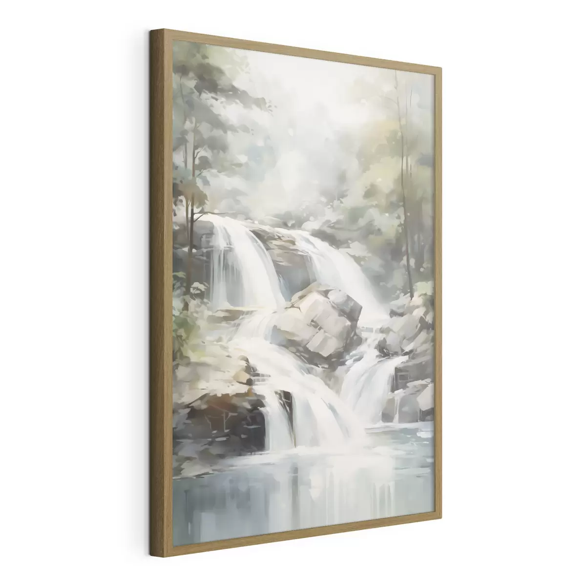 Poster Wasserfall im Wald – Nachahmung eines Gemäldes f48415