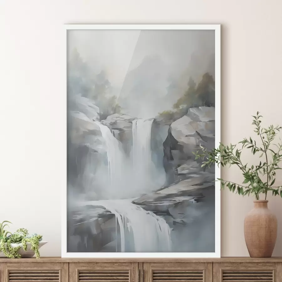 Fototapete Nachbildung eines Wasserfalls in einem Gemälde f48416
