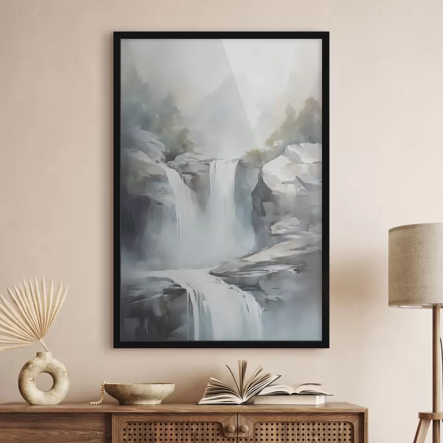 Fototapete Nachbildung eines Wasserfalls in einem Gemälde f48416