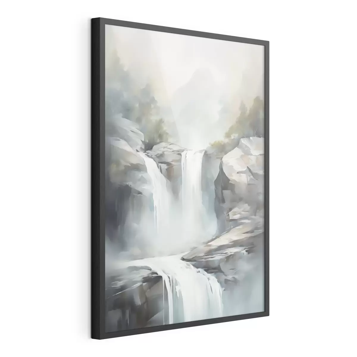 Poster Nachbildung eines Wasserfalls in einem Gemälde f48416