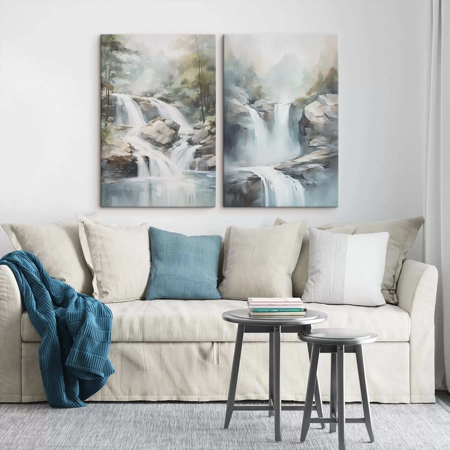 Fototapete Nachbildung eines Wasserfalls in einem Gemälde m30212