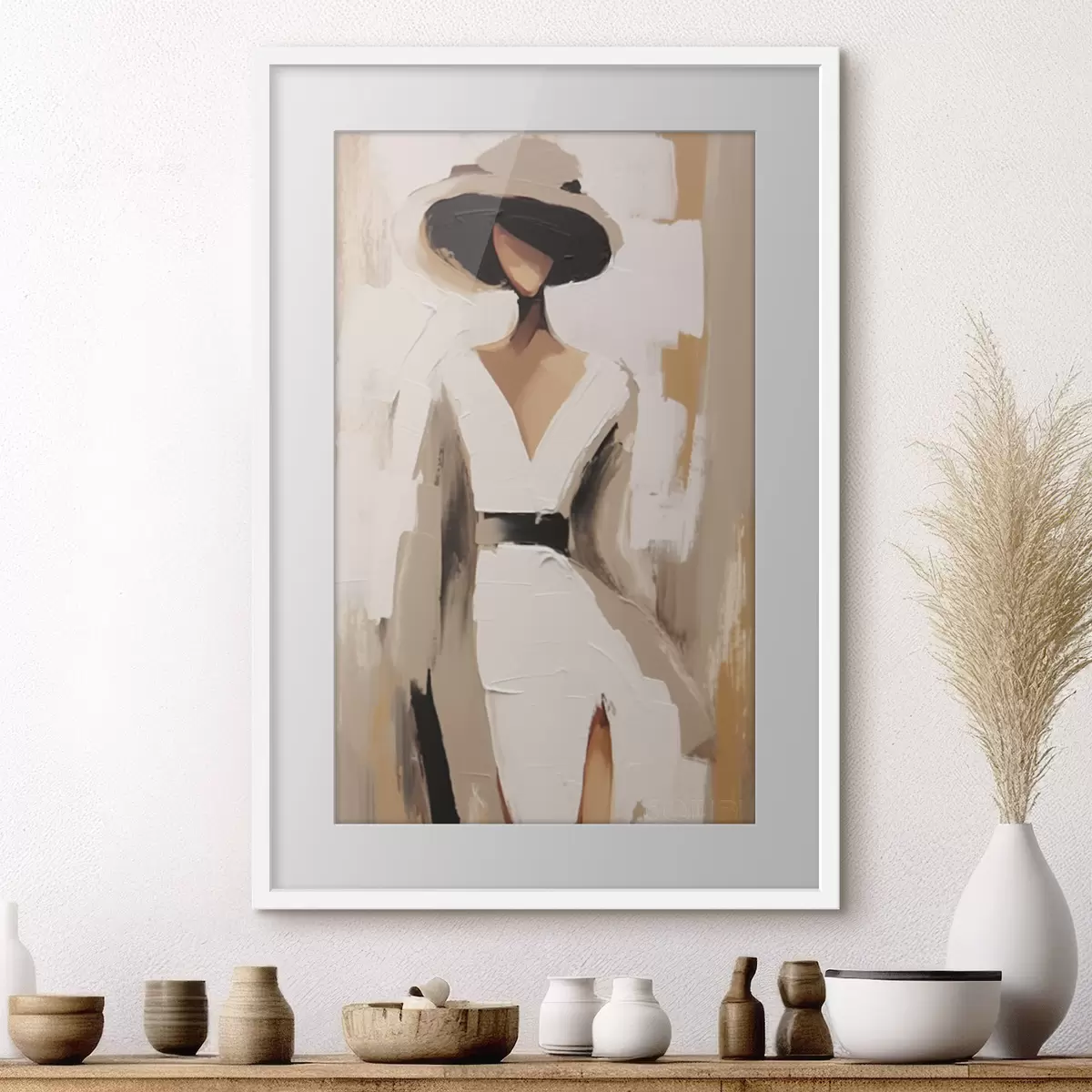 Poster Frau mit Hut f48426