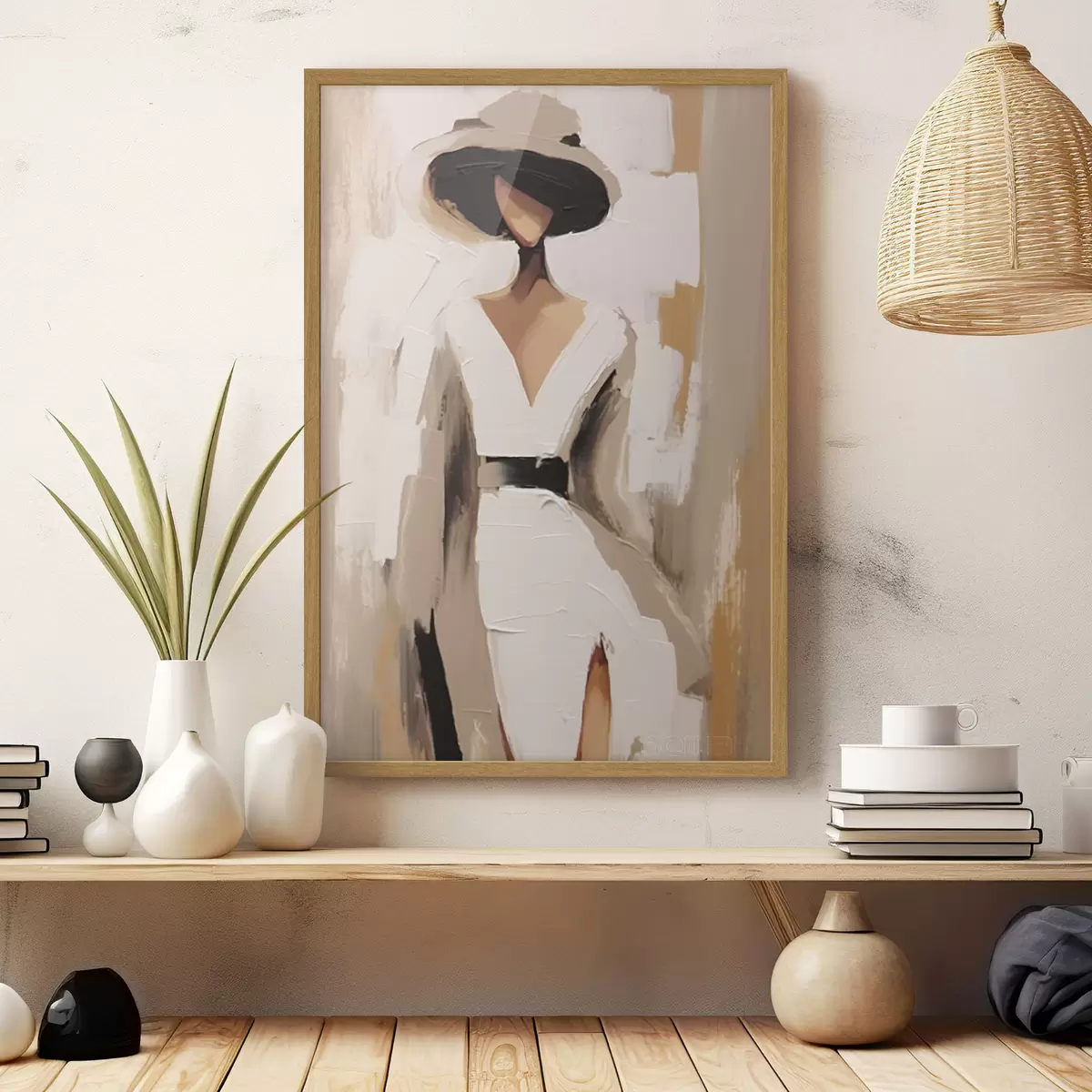 Poster Frau mit Hut f48426