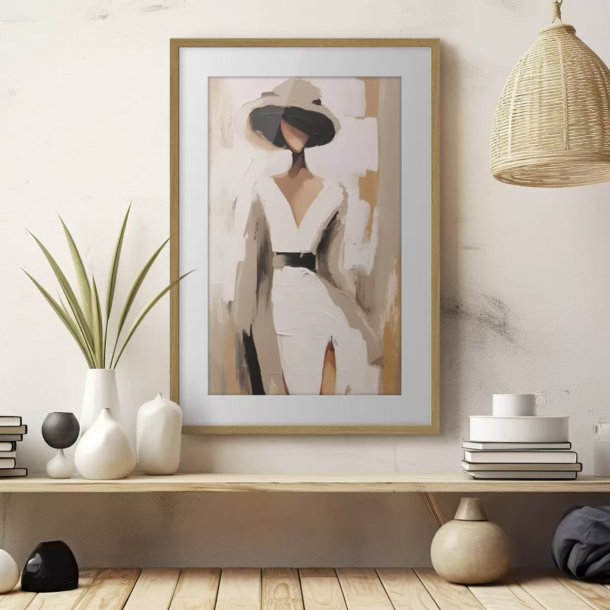 Poster Frau mit Hut f48426