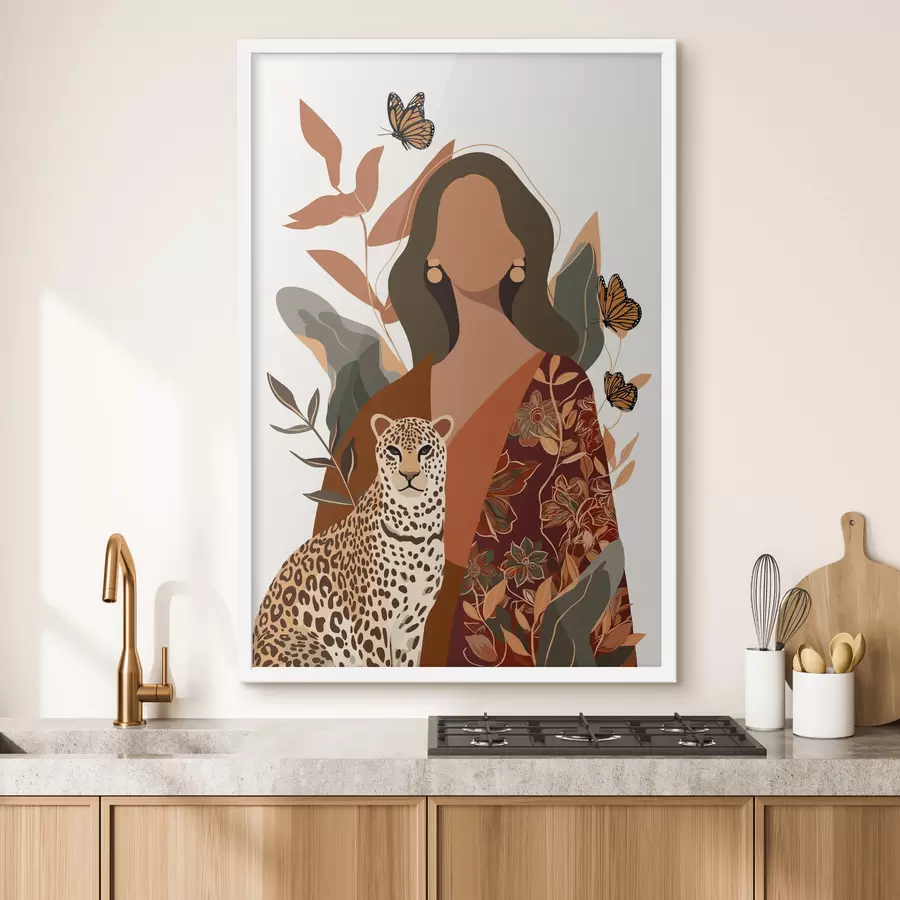 Fototapete Frau in gemustertem Outfit f48434