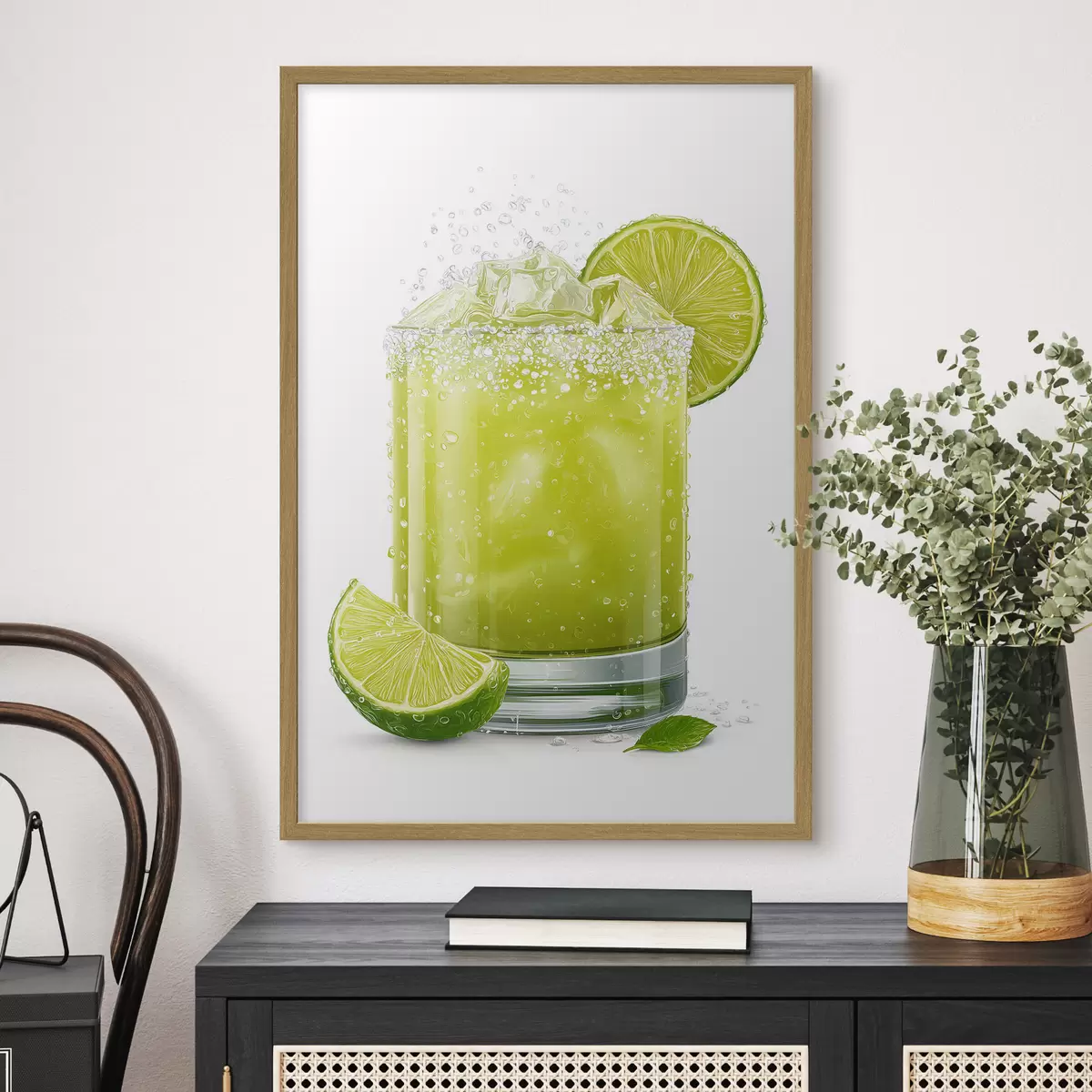 Poster Limettengetränk im Glas f48446