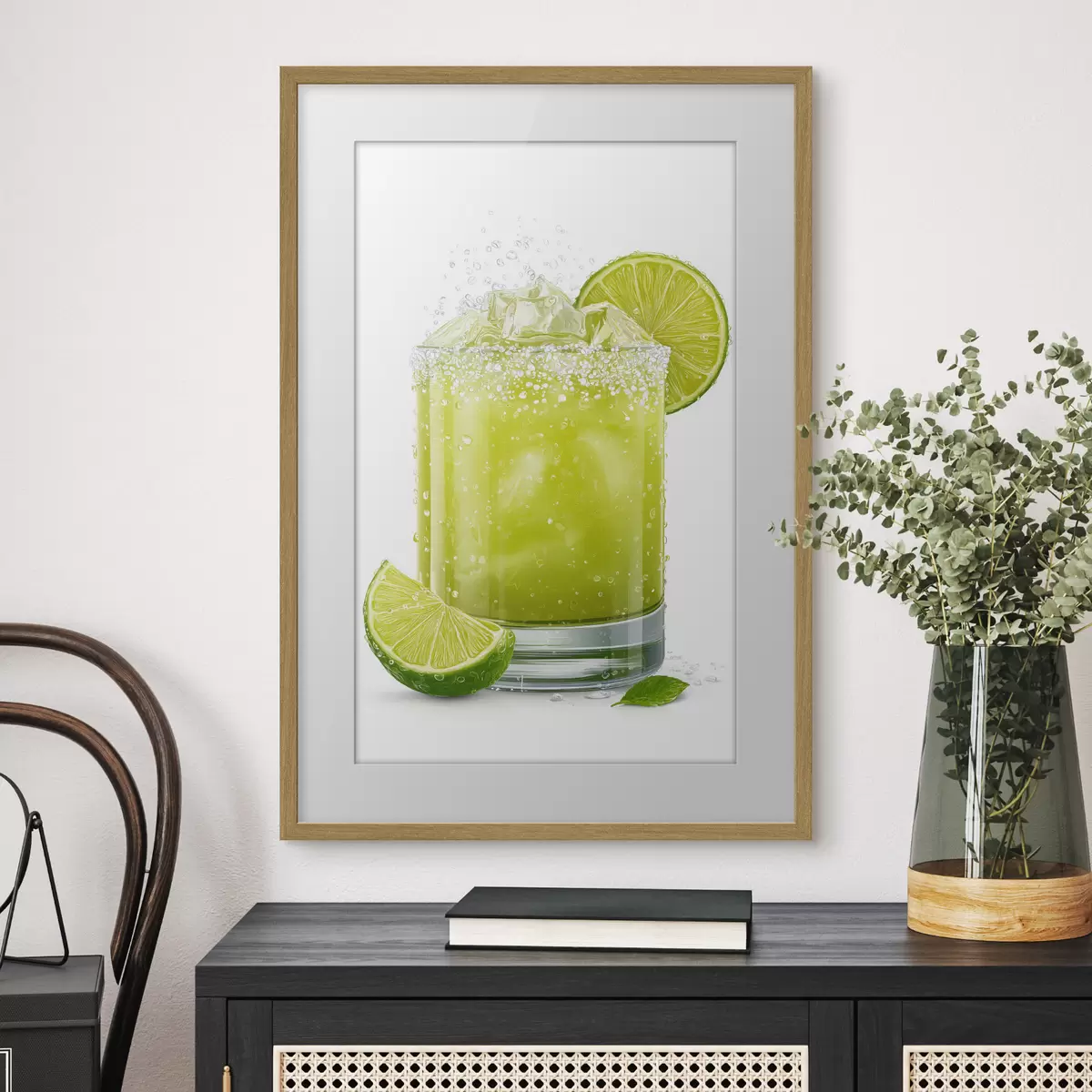 Poster Limettengetränk im Glas f48446