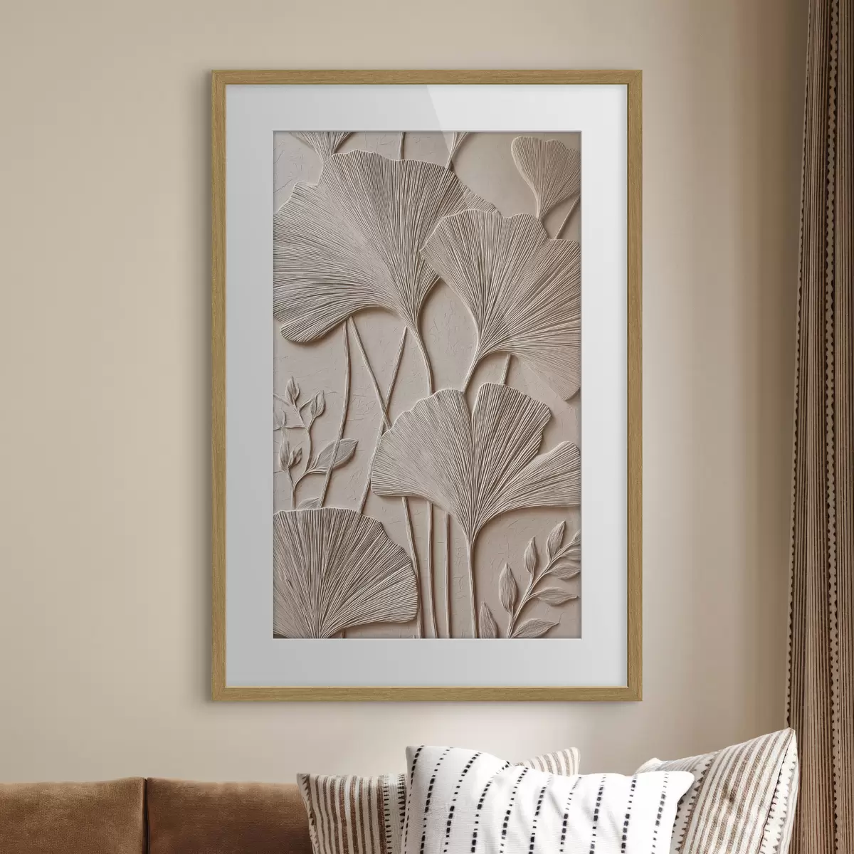 Poster Relieftafel mit Blumenmotiv f48447