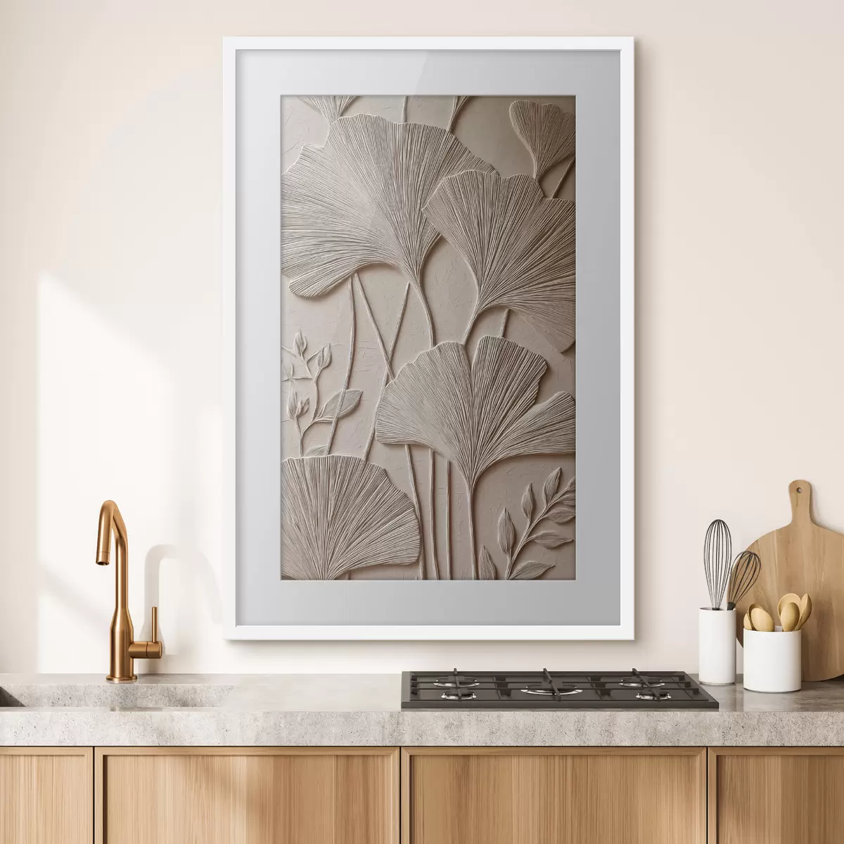 Poster Relieftafel mit Blumenmotiv f48447