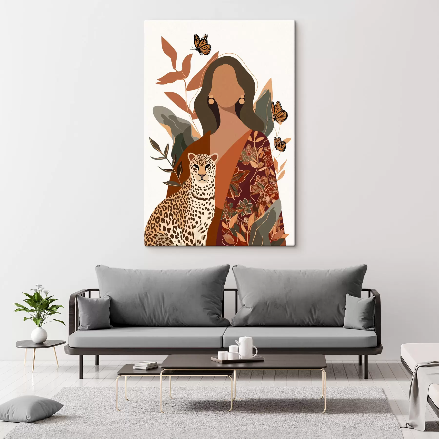 Fototapete Frau in gemustertem Outfit s48434