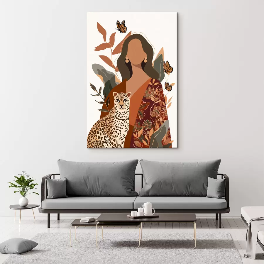 Fototapete Frau in gemustertem Outfit s48434