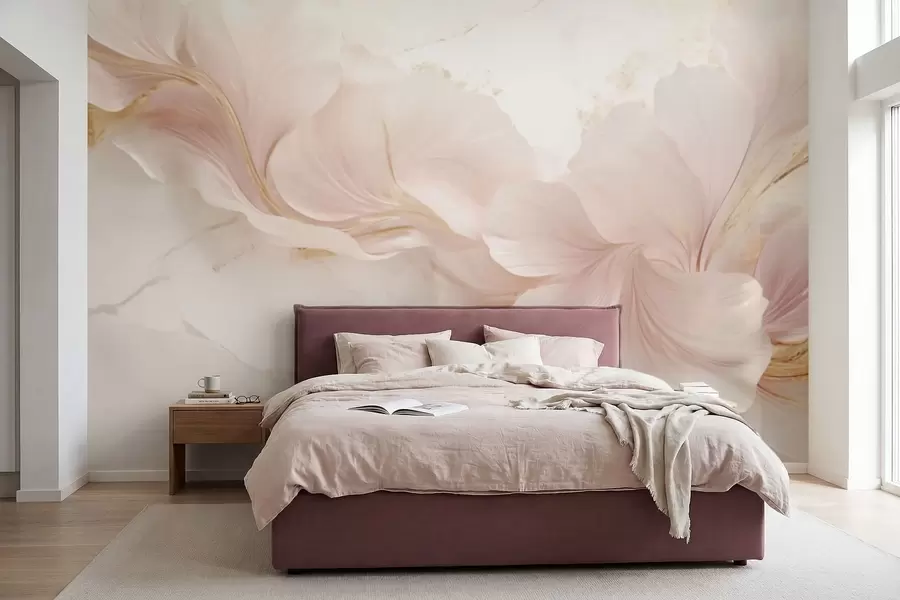 Fototapete Zarte rosa Blumen auf hellem Hintergrund w05357