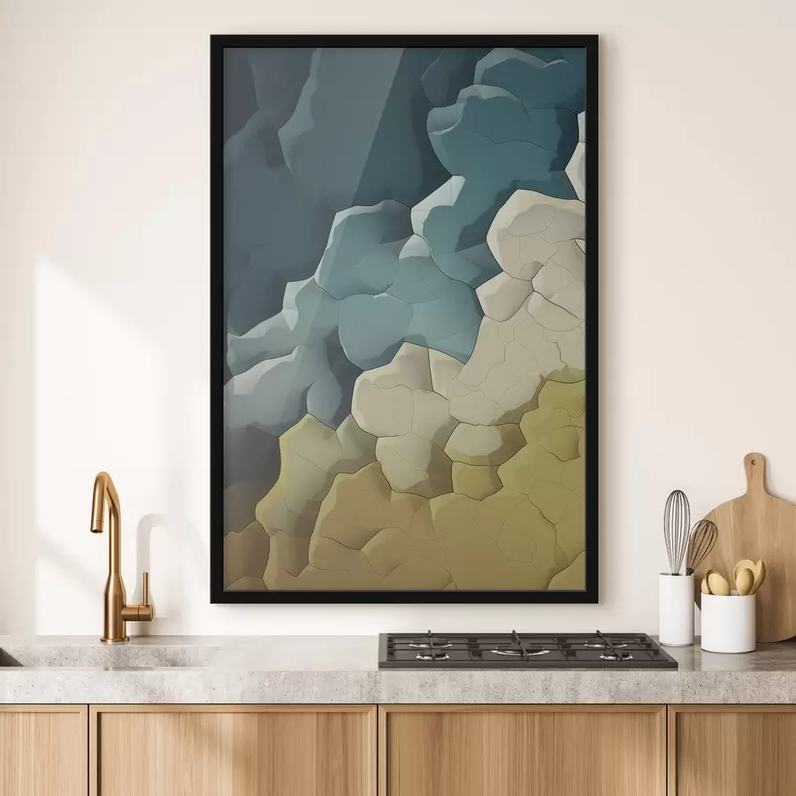 Fototapete Abstraktion in Beige und Türkis, geometrische Kunst f48477