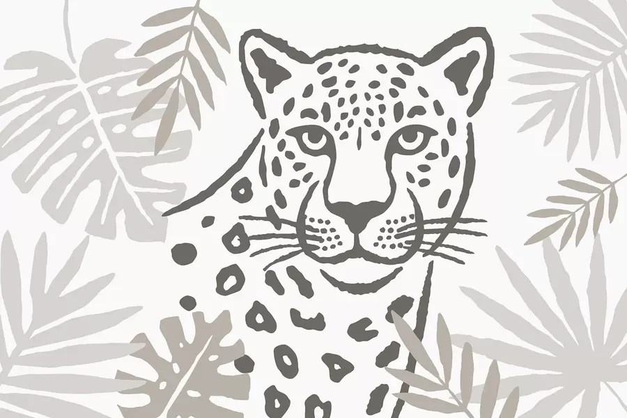 Fototapete Leopard im Laub w05396