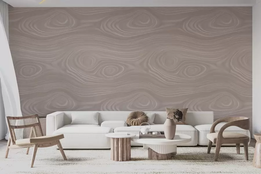 Fototapete Abstraktes beige Muster mit weichen Linien und einer Nachahmung der natürlichen Holzstruktur w09681