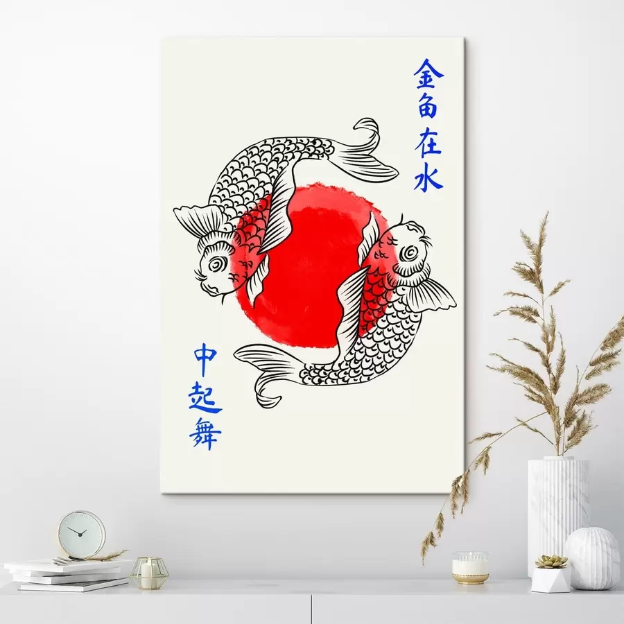 Fototapete Zwei Zierfische um einen roten Kreis s48033