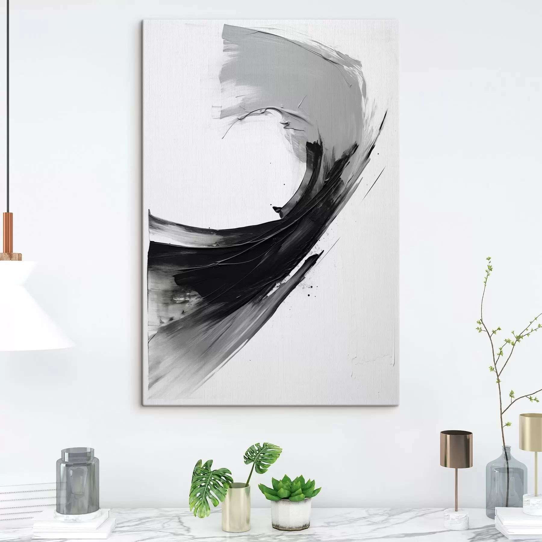 Fototapete Abstrakter schwarzer Pinselstrich auf weißem Hintergrund s48326