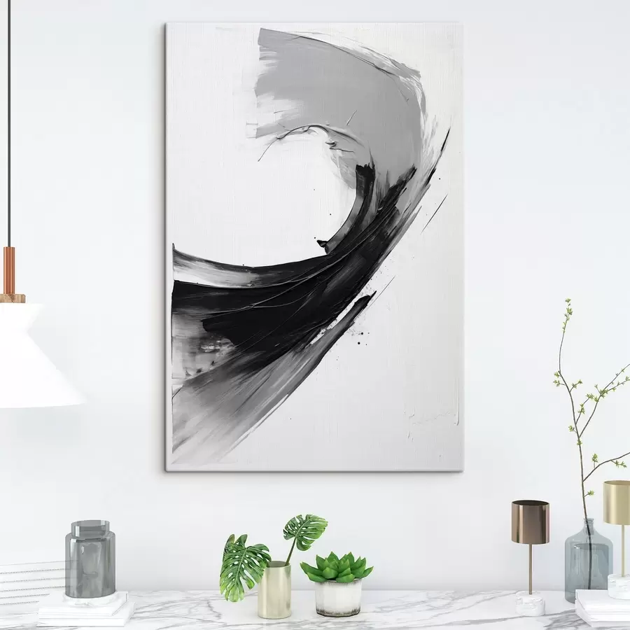 Fototapete Abstrakter schwarzer Pinselstrich auf weißem Hintergrund s48326