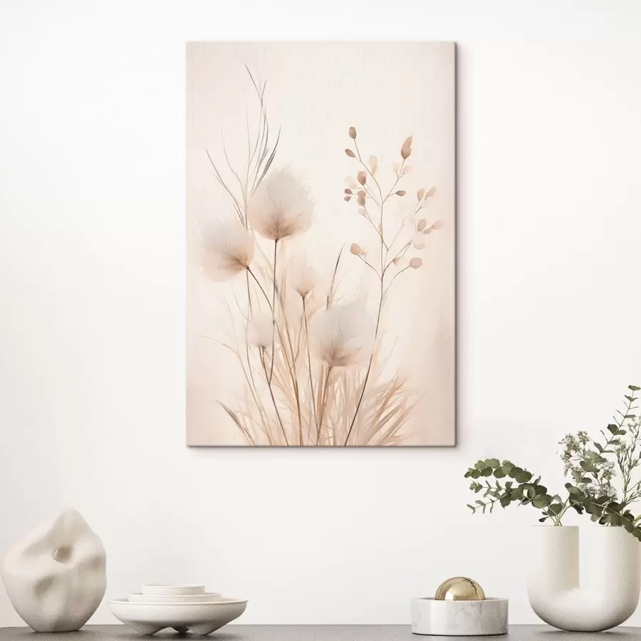 Fototapete Zarte Feldpflanzen in Beigetönen s48346