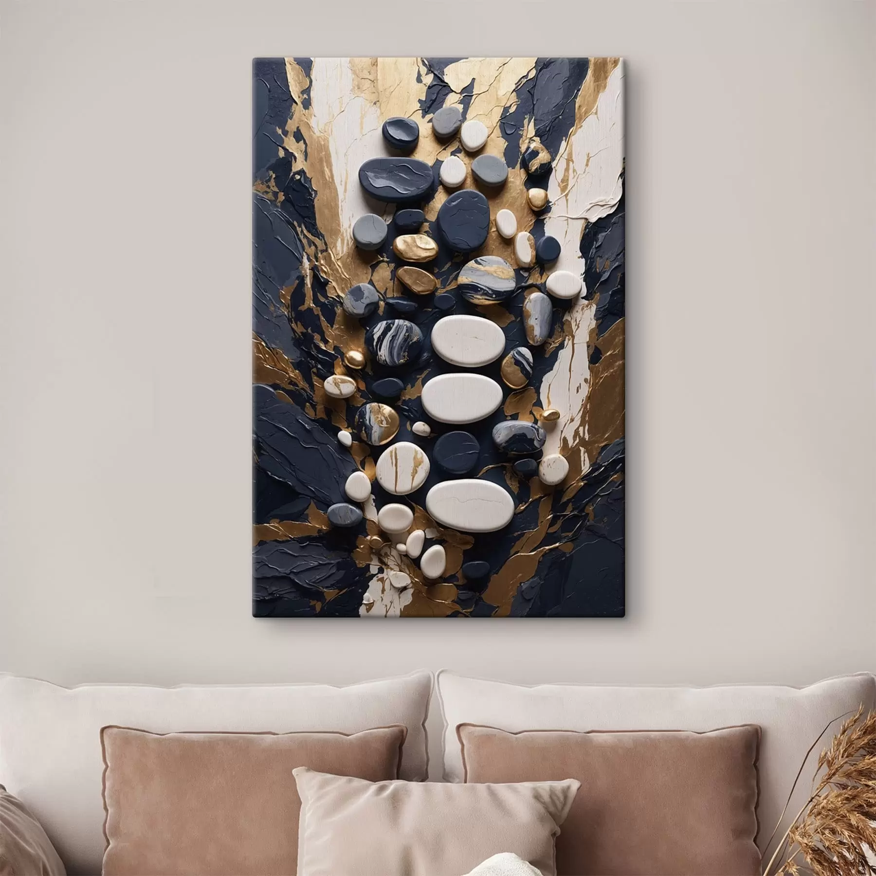 Fototapete Abstrakte Steinkomposition in dunkelblauen Farbtönen s48357