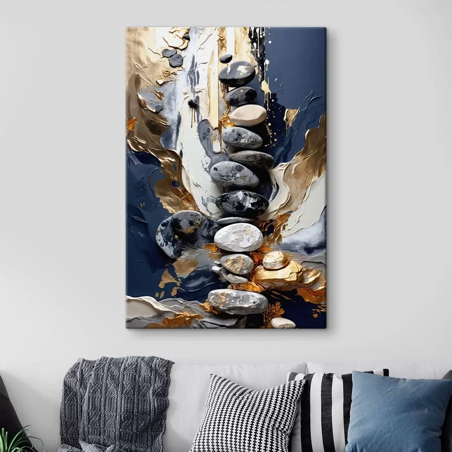 Fototapete Abstrakte Komposition mit Steinen und strukturierten Pinselstrichen s48362