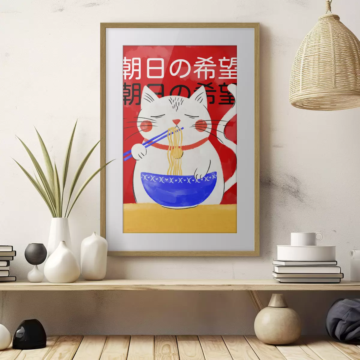 Poster Katze und Nudeln f48031