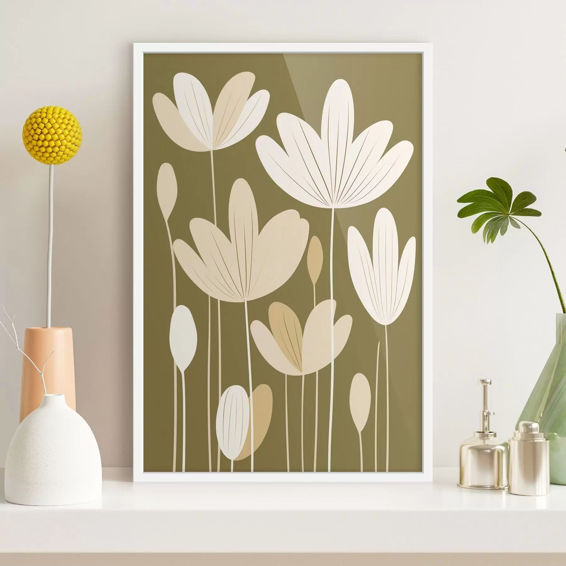 Fototapete Stilisierte Blumen in minimalistischem Design f48349
