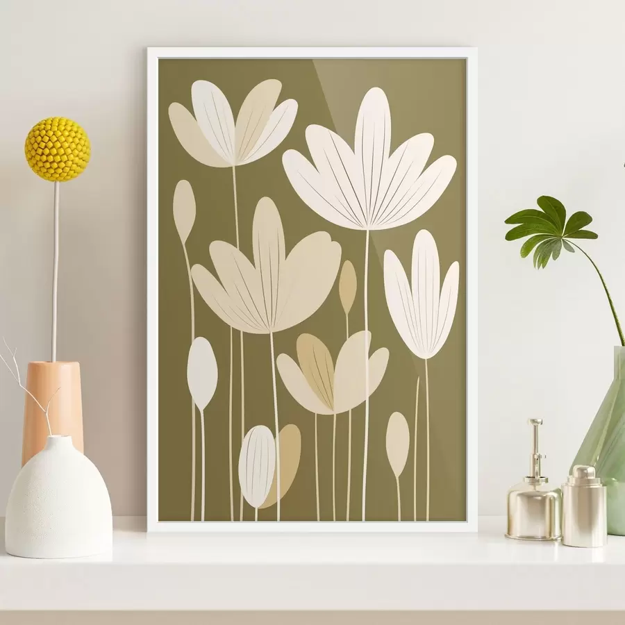 Fototapete Stilisierte Blumen in minimalistischem Design f48349