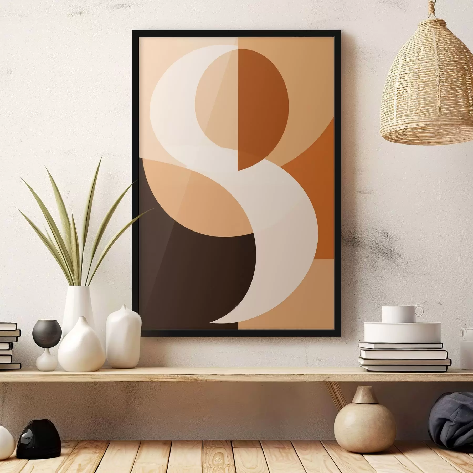 Fototapete Geometrische Formen in warmen Beige- und Brauntönen f48352