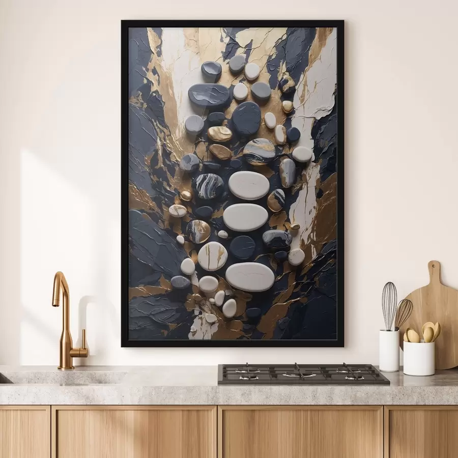 Fototapete Abstrakte Steinkomposition in dunkelblauen Farbtönen f48357