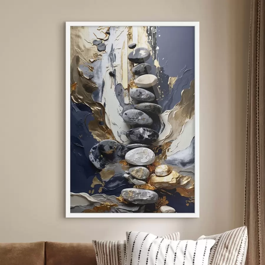 Fototapete Abstrakte Komposition mit Steinen und strukturierten Pinselstrichen f48362