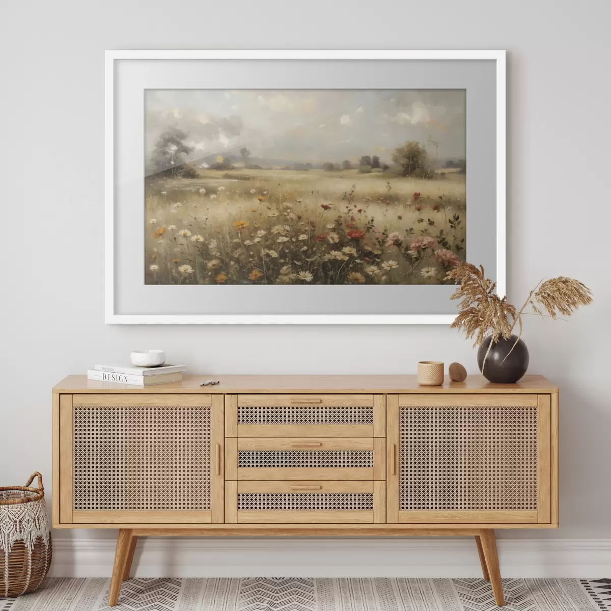 Poster Wiesenblumenfeld im sanften Licht f48491