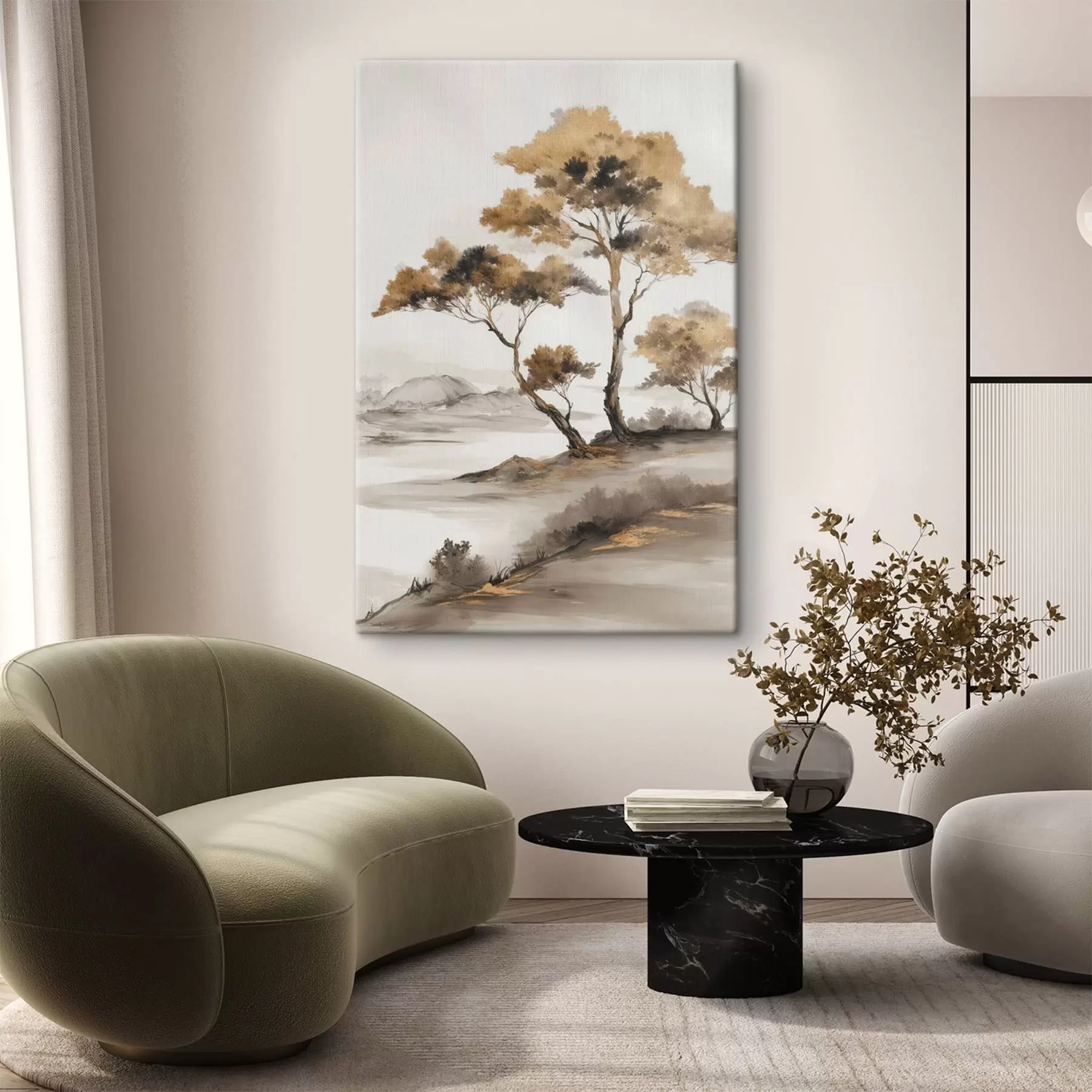 Fototapete Abstrakte Landschaft mit Bäumen s48512