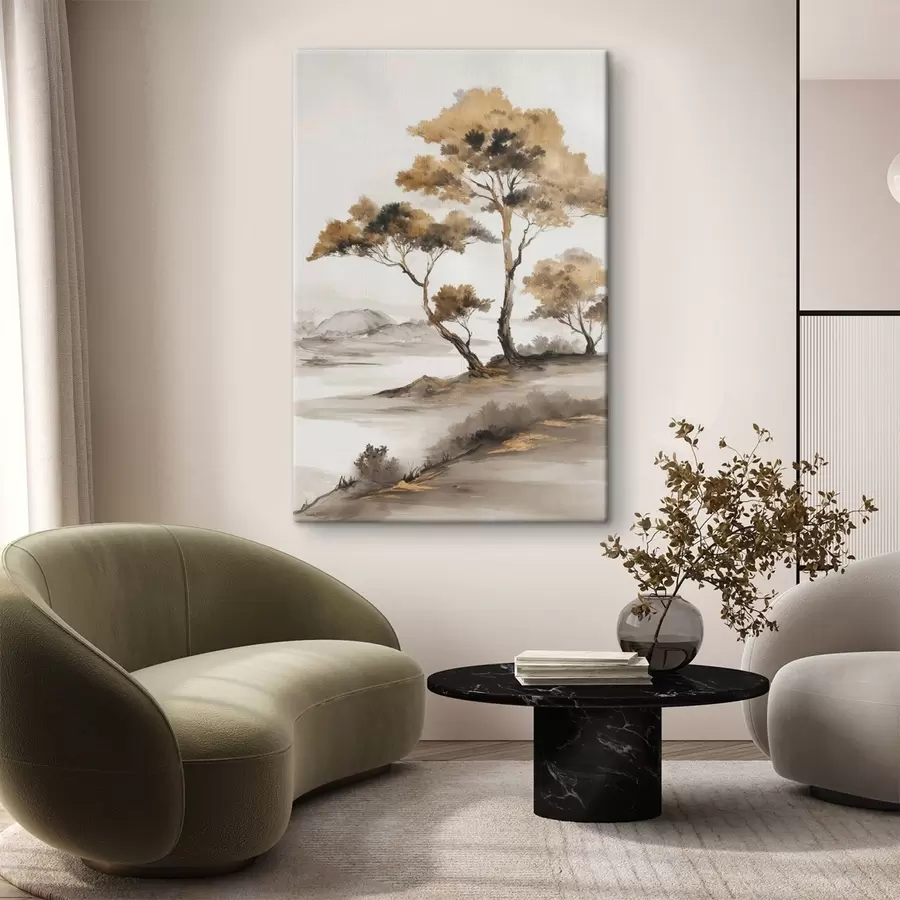 Fototapete Abstrakte Landschaft mit Bäumen s48512