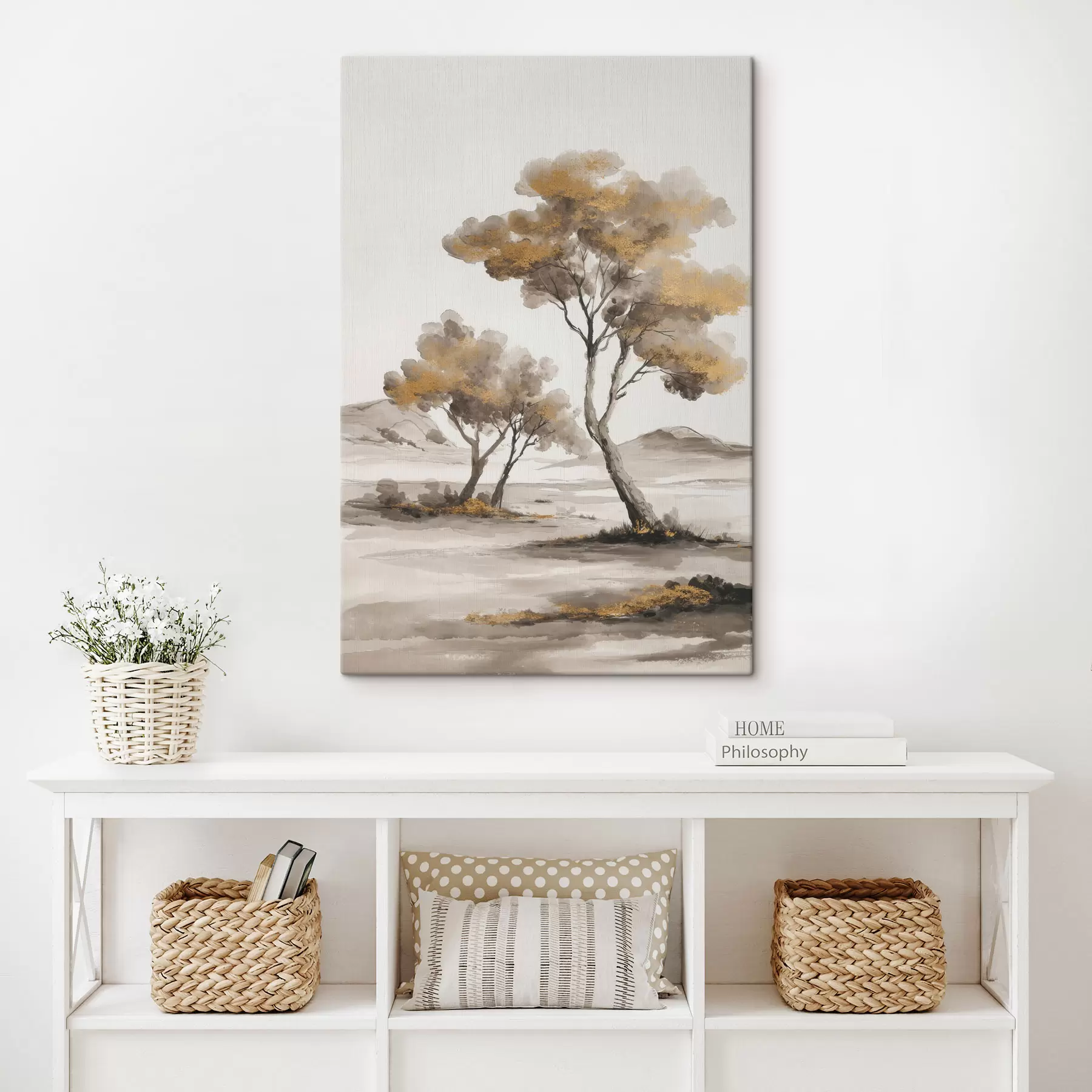 Fototapete Abstrakte Landschaft mit Bäumen s48513