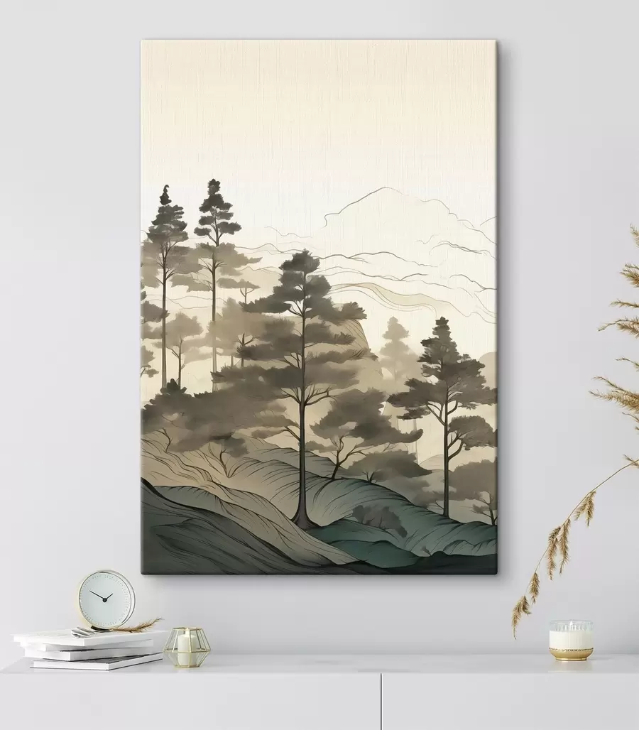 Fototapete Der neblige Wald im Morgengrauen s48539