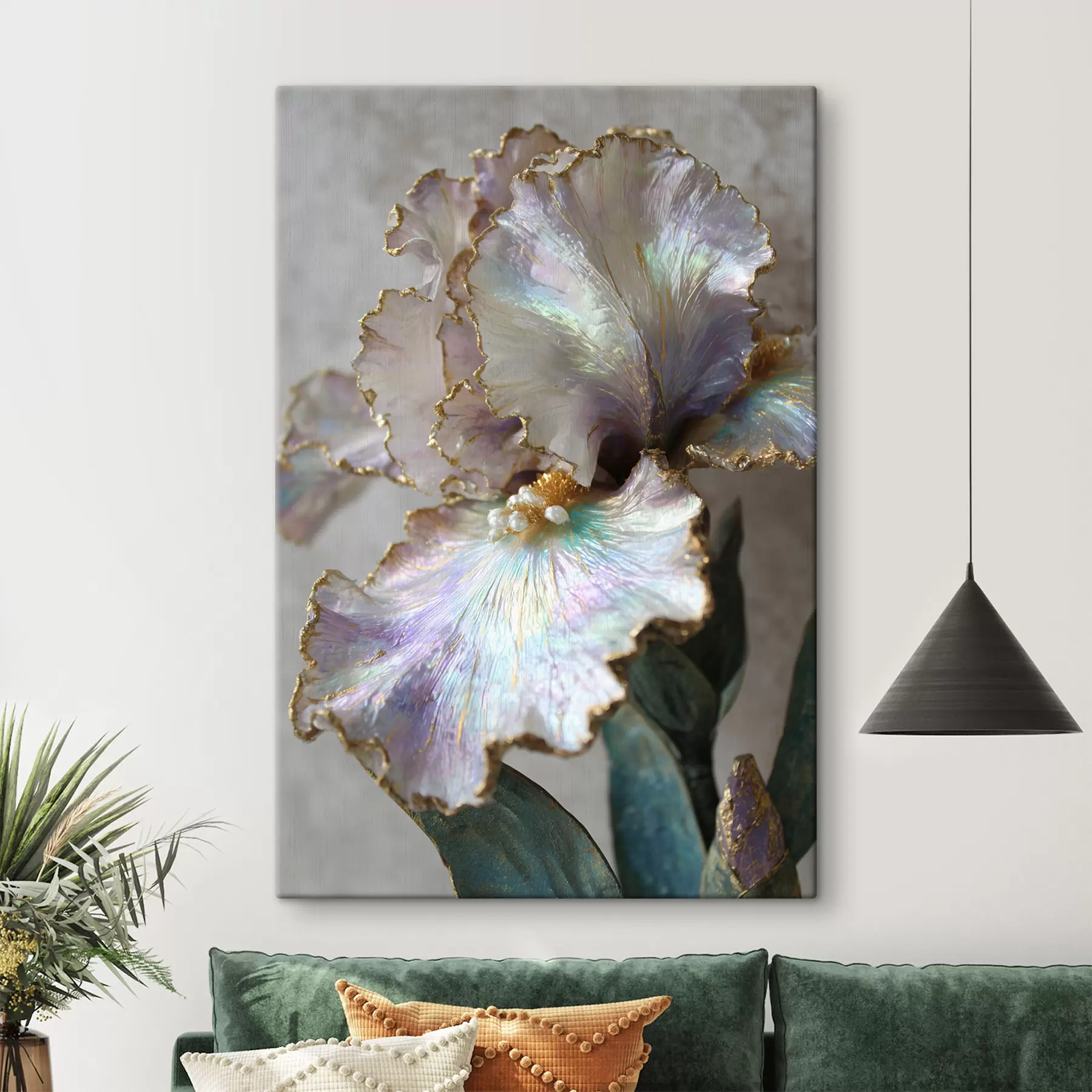 Fototapete eine Irisblüte im dekorativen Stil s48535