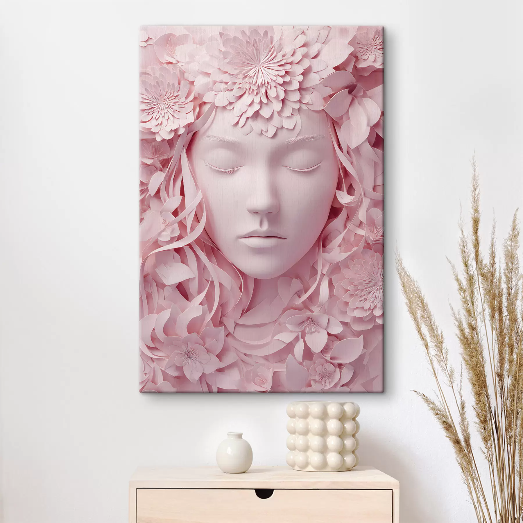 Fototapete ein Fantasiemädchen in einer Illustration im Papierstil s48549