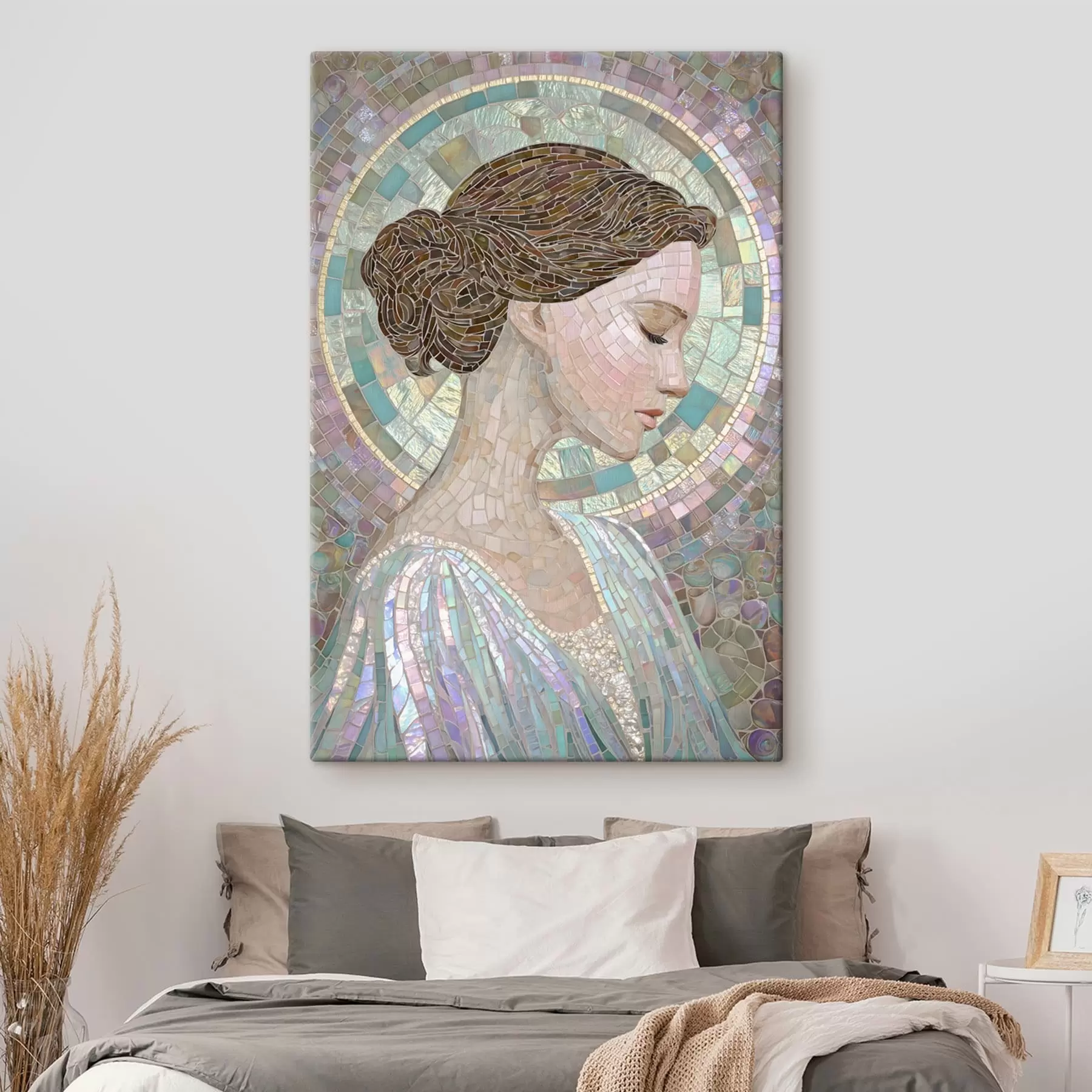 Fototapete das Profil einer Frau im Stil eines Buntglasfensters s48551